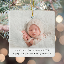 2 Foto Baby's 1. Weihnachten Modern Minimal Platz Keramikornament