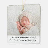2 Foto Baby's 1. Weihnachten Modern Minimal Platz Keramikornament (Links)