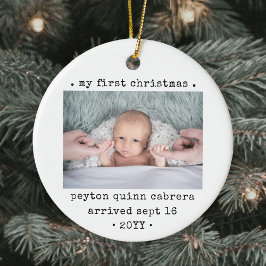 2 Foto Baby's 1. Weihnachts Modern Minimal Round Keramik Ornament