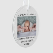 2 Foto Baby's 1. Weihnachts Modern Minimal Round Ornament (Vorderseite)
