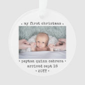2 Foto Baby's 1. Weihnachts Modern Minimal Round Ornament (Vorderseite)