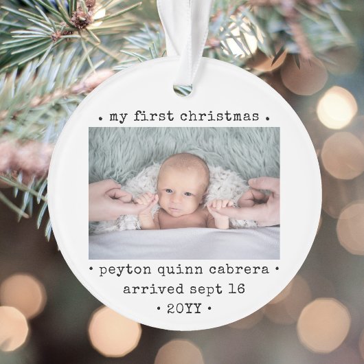2 Foto Baby's 1. Weihnachts Modern Minimal Round Ornament