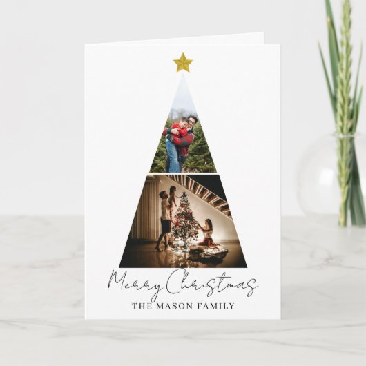 2 Foto Baumförmige Weihnachtskarte Karte (Vorderseite)