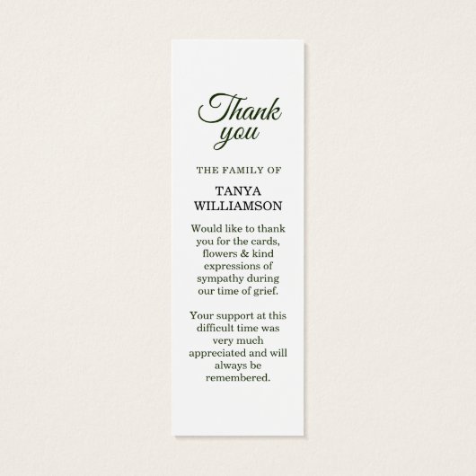 2 Foto Beerdigung Danke Lesezeichen (Rückseite)