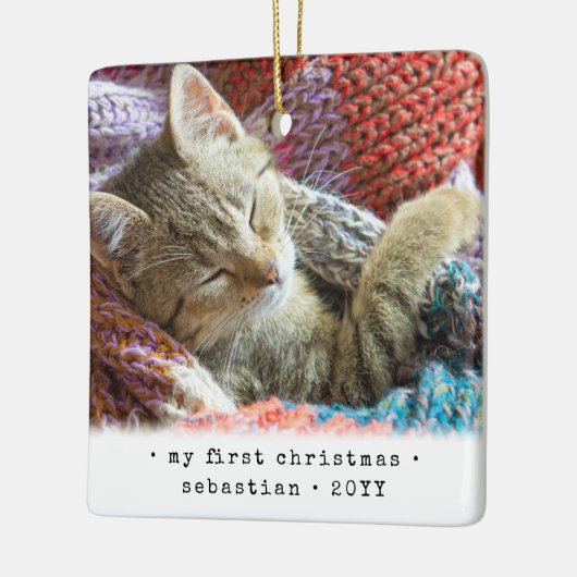 2 Foto beliebiger Text meine 1. Weihnachtskatze |  Keramikornament (Links)