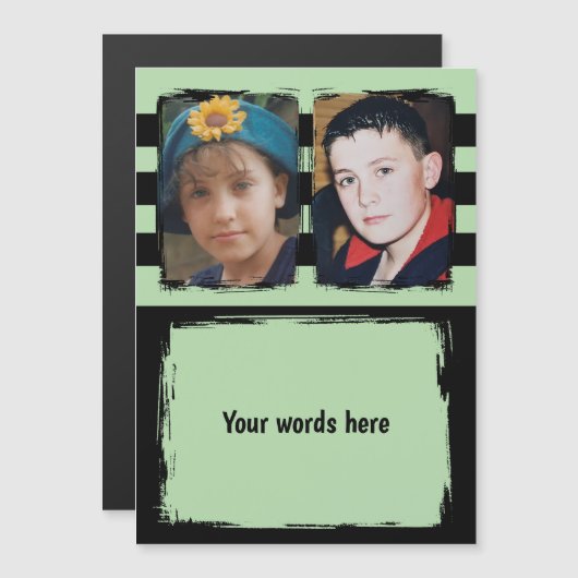 2 Foto benutzerdefinierte Wörter Grüne Magnetkarte Magneteinladung (Vorne/Hinten)