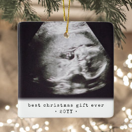 2 Foto Bestes Geschenk je Baby Ultrasound Weihnach Keramikornament