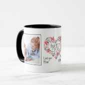 2 Foto-bestes Mama-überhaupt Rosa-BlumenherzWreath Tasse (Vorderseite Links)
