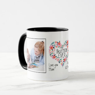 2 Foto-bestes Mama-überhaupt Rosa-BlumenherzWreath Tasse