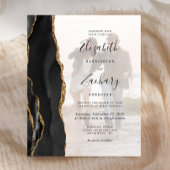 2-Foto-Black-Gold-Agate Einladung zur Hochzeit