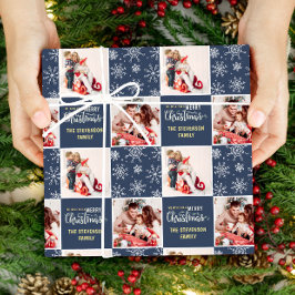 2 Foto Blue Frohe Weihnachten Geschenkpapier