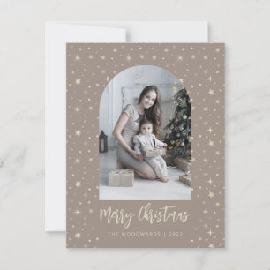 2-Foto-Bogen Sterne Frohe Weihnachten Braun Gold