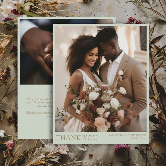 2 Foto Budget Green & Gold Hochzeit Vielen Dank