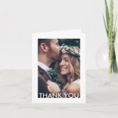 2 Foto Chic Deko Typografie & New Address Wedding Dankeskarte (Vorderseite)