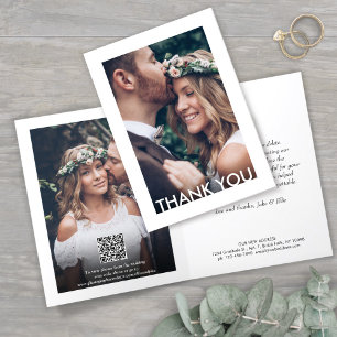 2 Foto Chic Deko Typografie & New Address Wedding Dankeskarte