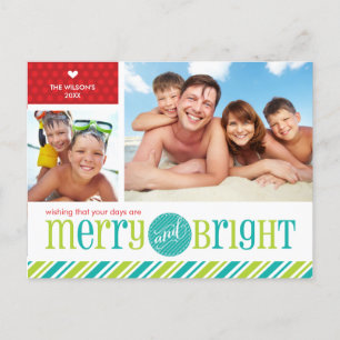 2 FOTO CHRISTMAS POSTCARD :: fröhlich & hell 4 Feiertagspostkarte