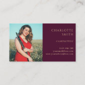 2 Foto Clarinetist Modernes Burgund Visitenkarte (Vorderseite)