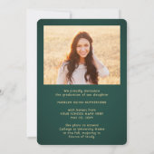 2 Foto Class Green & Gold Script Abschluss Ankündigung (Rückseite)