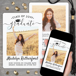 2 Foto Class Jahr Einfach Schwarz/Weiß Abschluss Ankündigung