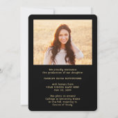 2 Foto Class Year Black & Gold Script Abschluss Ankündigung (Rückseite)