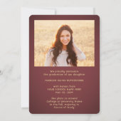 2 Foto Class Year Burgundi Gold Script Abschluss Ankündigung (Rückseite)