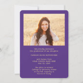 2 Foto Class Year Lila & Gold Script Abschluss Ankündigung (Rückseite)