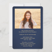 2 Foto Class Year Navy und Gold Script Abschluss Ankündigung (Rückseite)