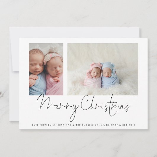2 Foto Collage Baby Twins Erste Weihnachten (Vorderseite)