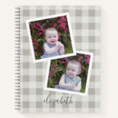 2 Foto Collage Buffalo Karo kann Beige Grau bearbe Notizblock (Vorderseite)