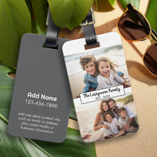 2 Foto-Collage Familienname - Horizontale Bilder Gepäckanhänger