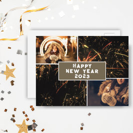 2 Foto Collage Feuerwerk Frohes Neues Jahr 2023 Postkarte