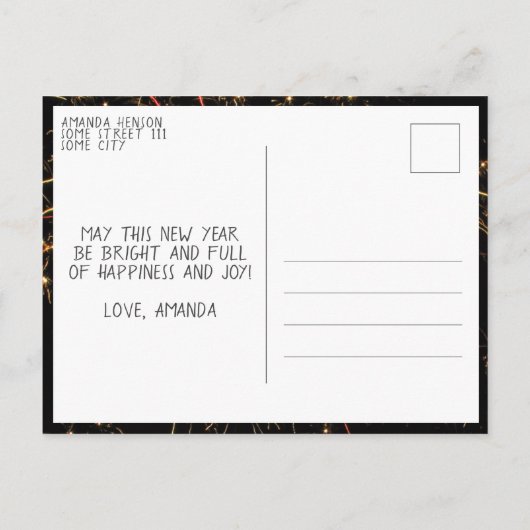 2 Foto Collage Feuerwerk Frohes Neues Jahr 2026 Postkarte (Rückseite)