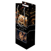 2 Foto Collage Feuerwerk Frohes Neues Jahr Geschenktüte Für Weinflaschen (Vorderseite Schrägansicht)