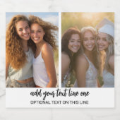 2 Foto Collage Grid - Text unten - weiß Bierflaschenetikett (Einzelnes Label)