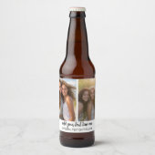 2 Foto Collage Grid - Text unten - weiß Bierflaschenetikett (Vorderseite)