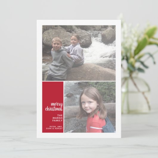2 Foto Collage Minimal Weihnachten Weihnachten rot (Stehend Vorderseite)