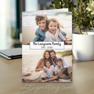 2-Foto-Collage mit Text für Familienname Karte