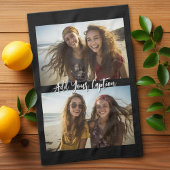 2 Foto Collage mit Trendy Script Caption - schwarz Geschirrtuch