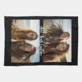 2 Foto Collage mit Trendy Script Caption - schwarz Geschirrtuch (Horizontal)