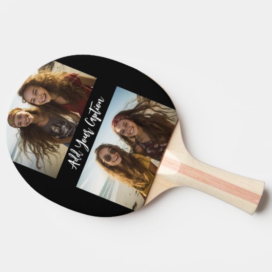 2 Foto Collage mit trendy Script Caption - Schwarz Tischtennis Schläger (Seitenansicht)