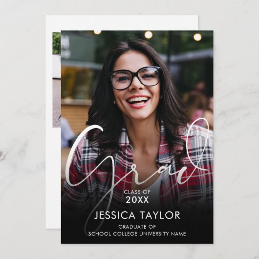 2 Foto Collage Moderne Abschluss Ankündigung (Vorne/Hinten)