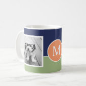 2 Foto Collage Monogram - Moderner Farbblock Kaffeetasse (Vorderseite Links)