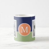 2 Foto Collage Monogram - Moderner Farbblock Kaffeetasse (Mittel)