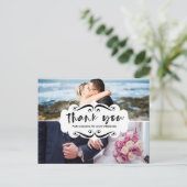 2 Foto Collage Stilvolle Hochzeit Dankeschön Karte (Stehend Vorderseite)