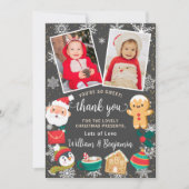 2 Foto Cookies und Kakaoschnee Weihnachten Party Dankeskarte (Vorderseite)