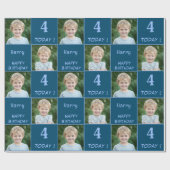 2 Foto Custom Happy Birthday Boy Geschenkpapier (Flach)