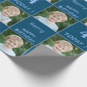 2 Foto Custom Happy Birthday Boy Geschenkpapier (Ecke)