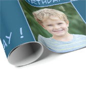 2 Foto Custom Happy Birthday Boy Geschenkpapier (Rolleneckpunkt)