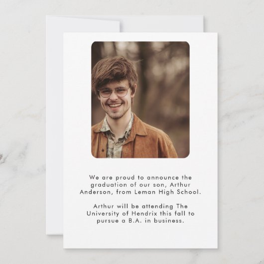 2 Foto Custom Simple Elegante Abschluss Ankündigung (Rückseite)