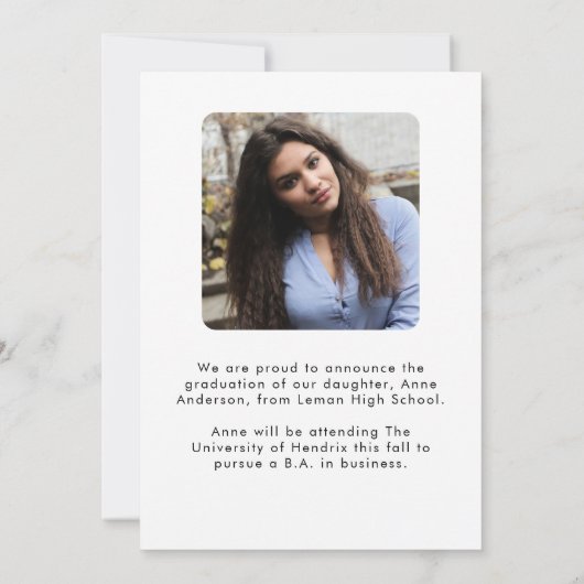 2 Foto Custom Simple Modern Abschluss Ankündigung (Rückseite)